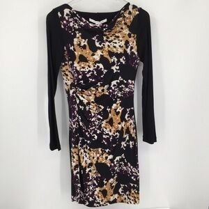 DVF Diane von Furstenberg Kirby Cheetah Splash dress black shift knit new 8